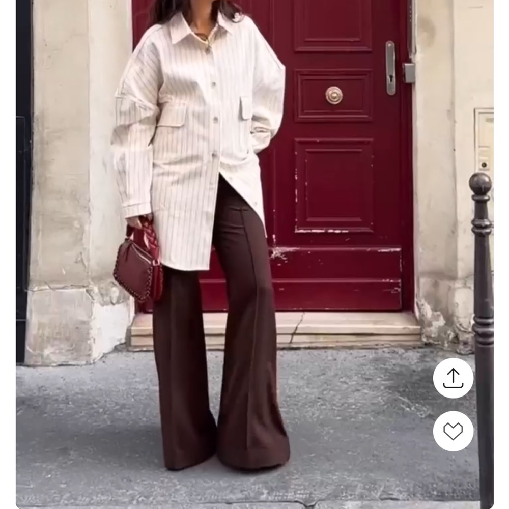 Acne Studios Flared Wool Tailored Trousers in Chestnut